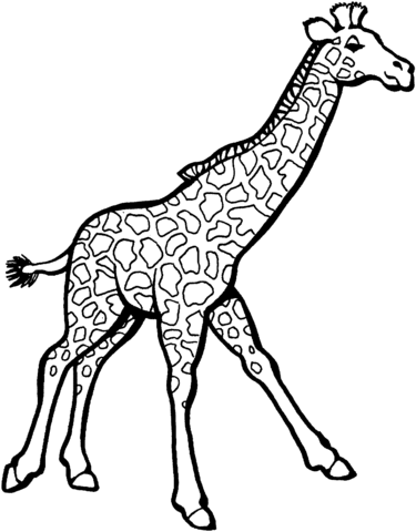 Running Giraffe Coloring Page